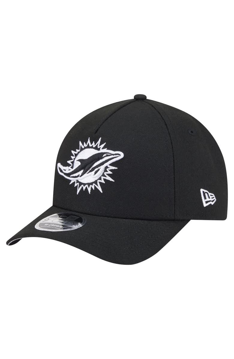 New Era Men's New Era  Black Miami Dolphins Team Collection 9FORTY M-Crown A-Frame Adjustable Hat, Main, color, Black