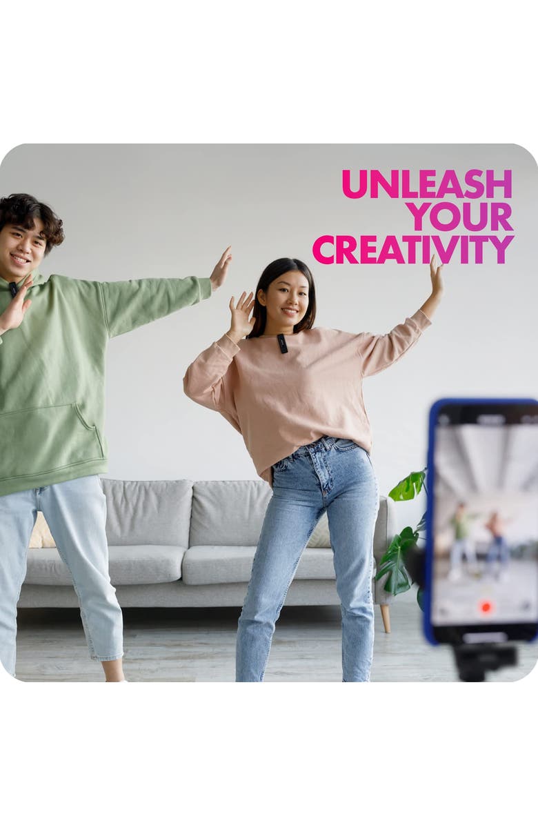 MOVO Wireless Mini DI Duo Ultra Compact Wireless Lavalier Microphones for iPhone, Alternate, color, Black