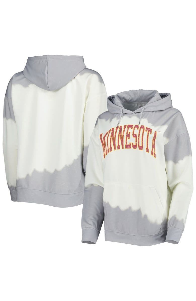 GAMEDAY COUTURE Women's Gameday Couture White/Gray Minnesota Golden Gophers For the Fun Double Dip-Dyed Pullover Hoodie, Main, color,