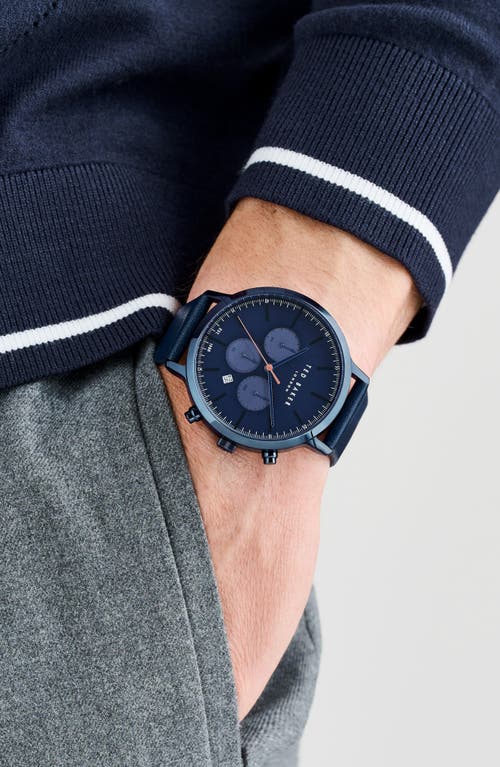 Ted Baker Haarvin Chronograph Leather Strap Watch, 44mm In Blue