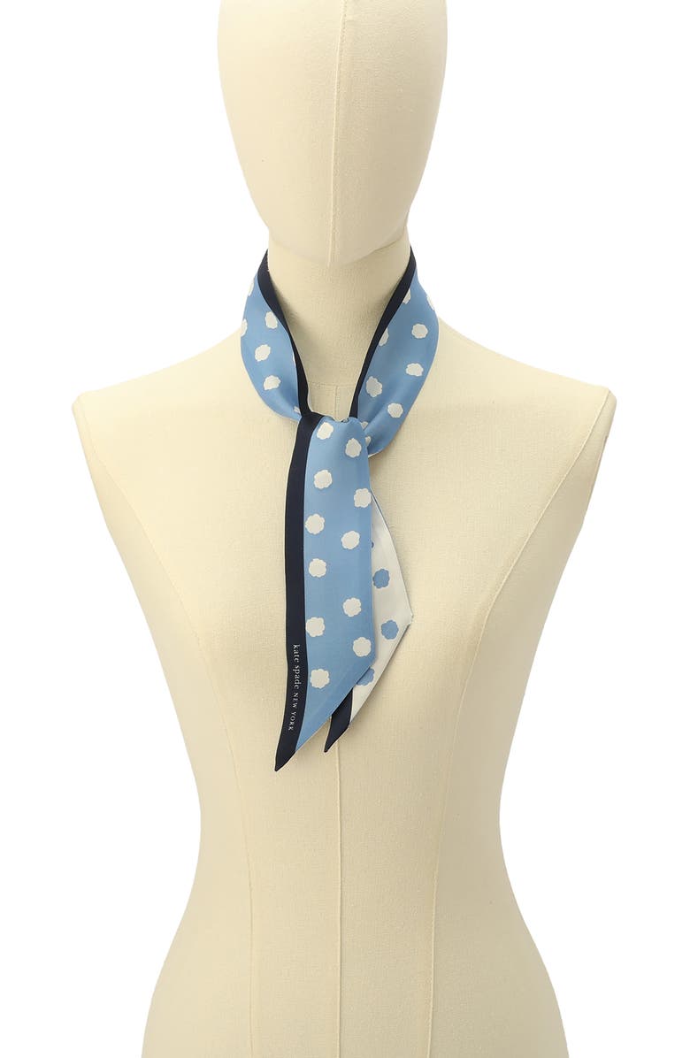 Kate Spade New York sea spray dot skinny silk scarf, Alternate, color, 