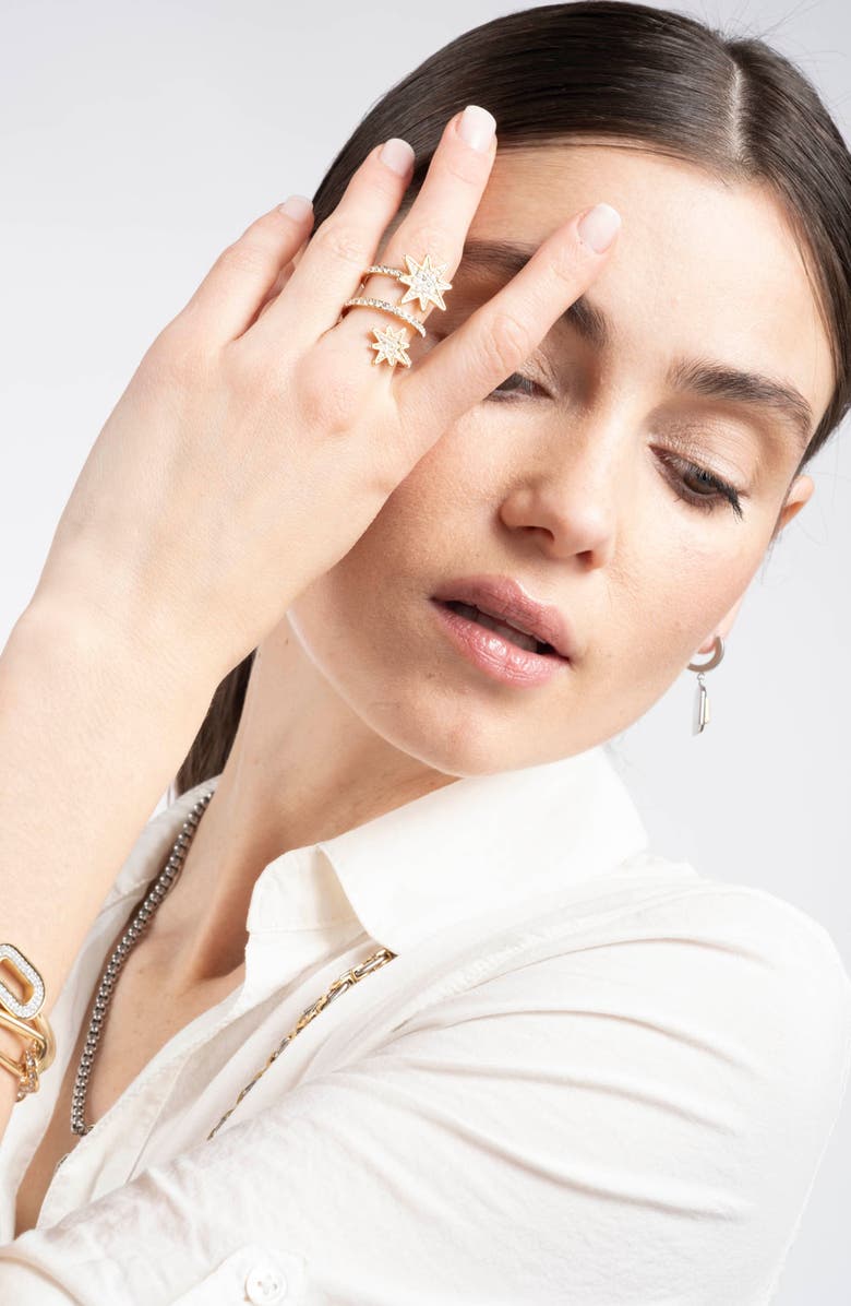 Covet Celestial Star Pavé CZ Wrap Ring, Alternate, color, Gold