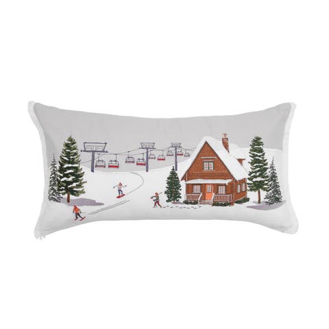 Ski Lodge Indoor Lumbar Mini Lumbar Accent Pillow 14" x 26"