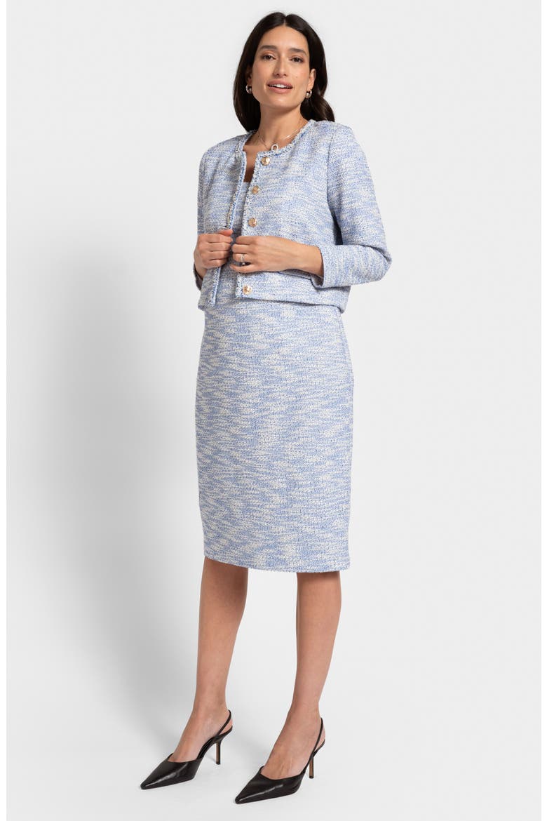 Crop Tweed Maternity Blazer, Alternate, color, BLUE