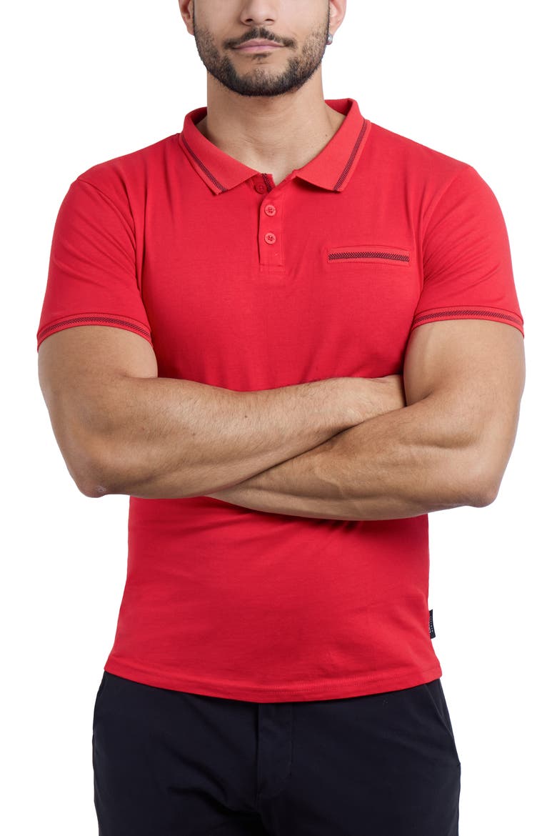 Jacquard Polo, Alternate, color, RED/ NAVY
