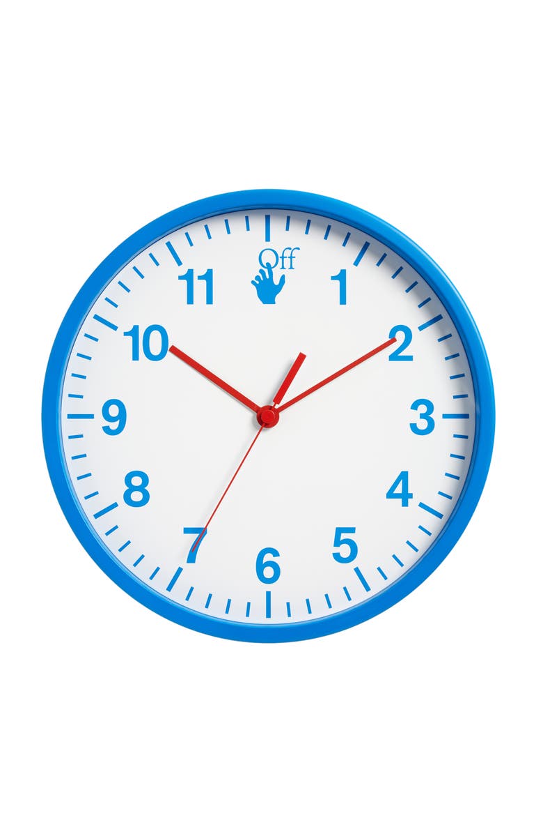 Off-White Blue Fluorescent Wall Clock, Main, color,