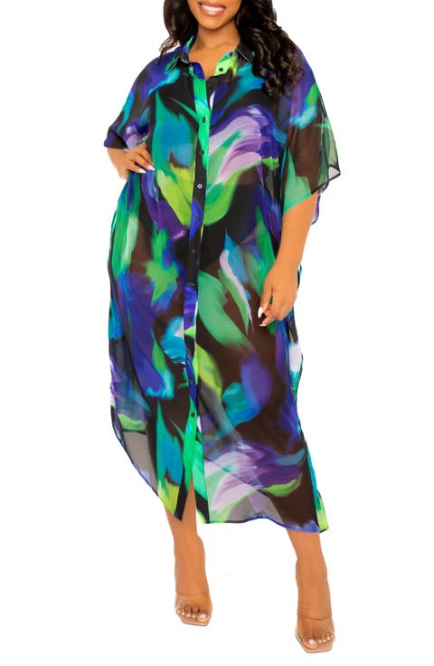Print Cover-Up Shirtdress (Plus)