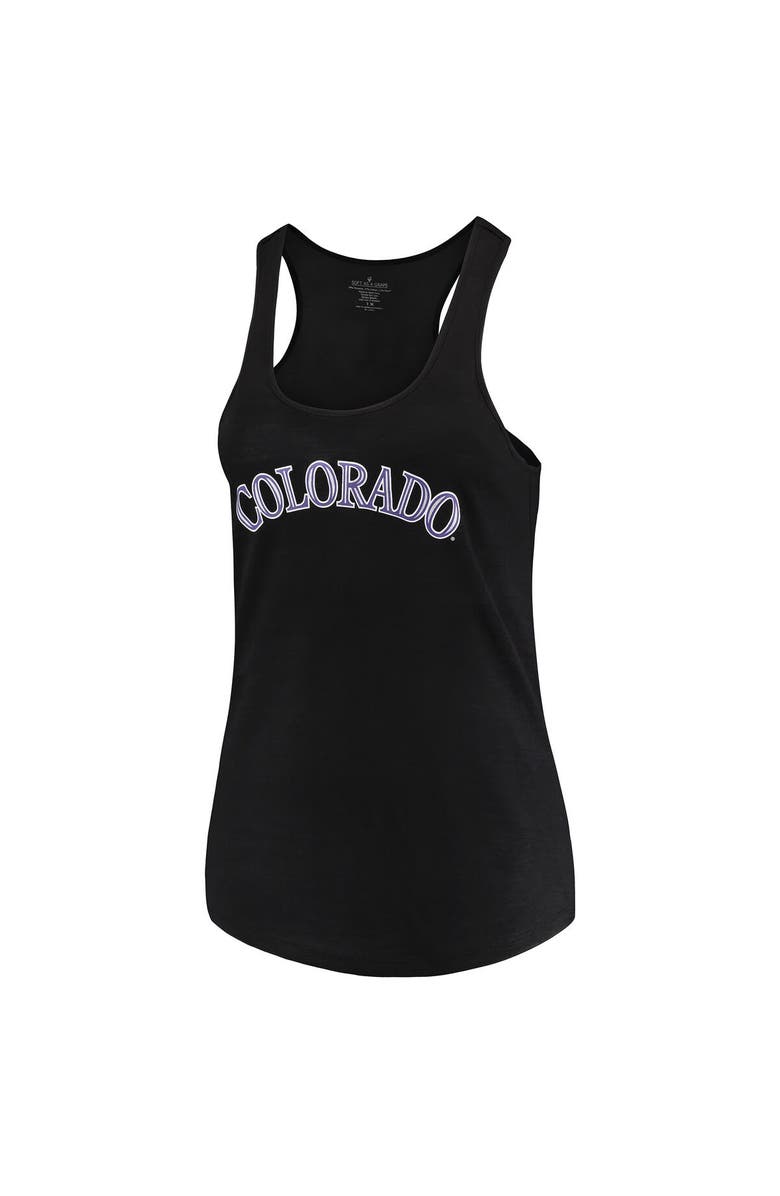 SOFT AS A GRAPE Women's Soft as a Grape Black Colorado Rockies Plus Size Swing for the Fences Racerback Tank Top, Alternate, color, Black