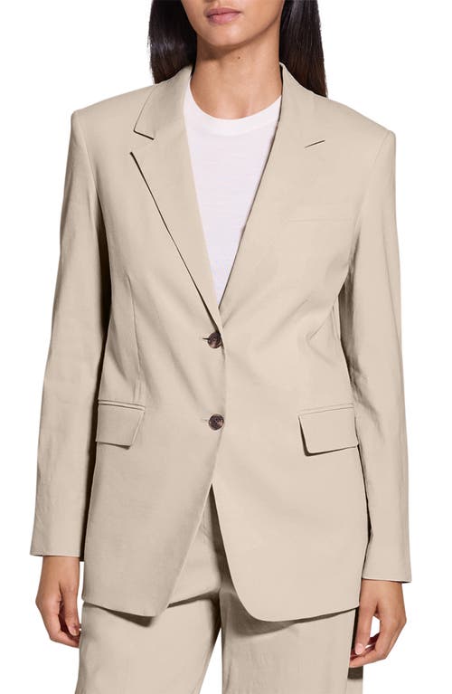 Shop Theory Linen Blend Blazer In Soft Taupe