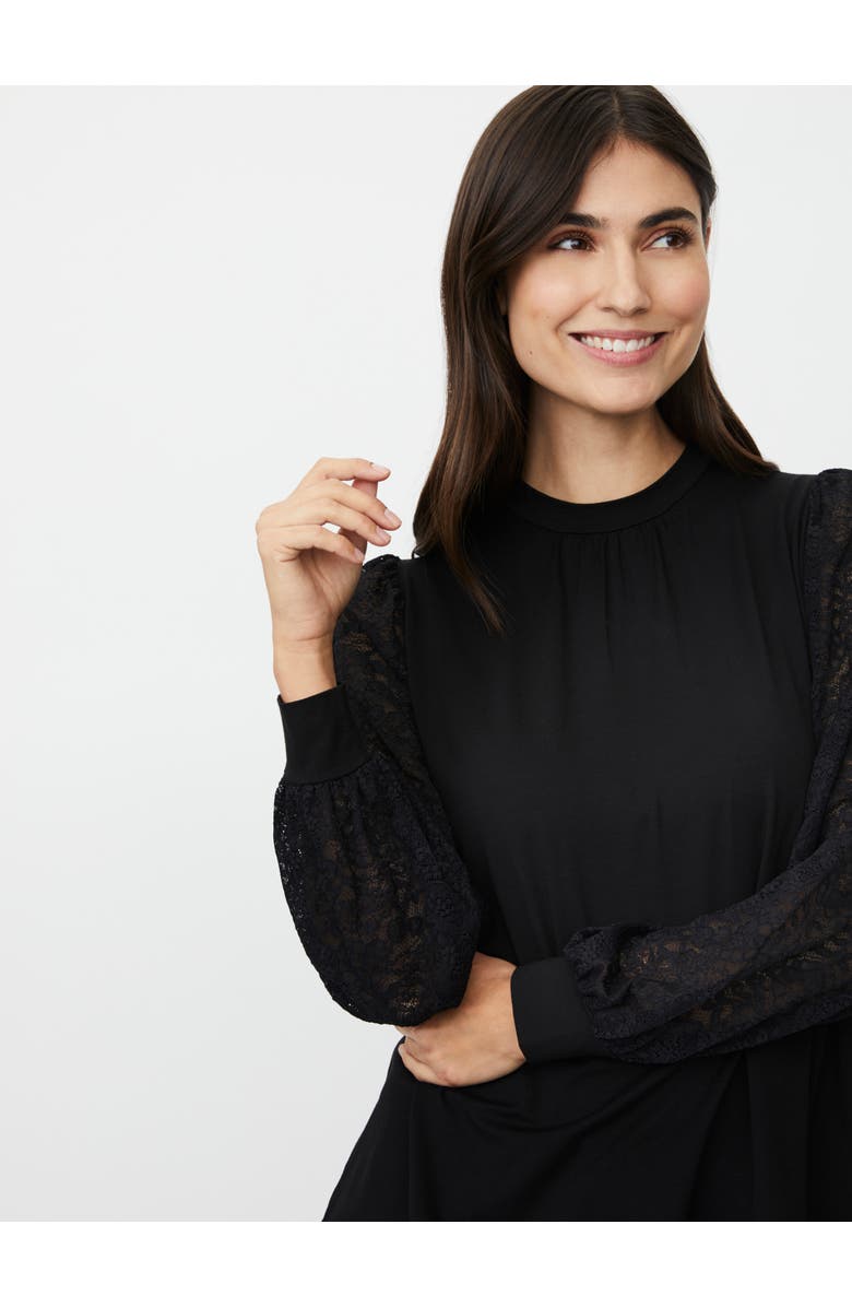 Masai Copenhagen Mabravoria High Neck Lace Sleeve Blouse, Alternate, color, Black