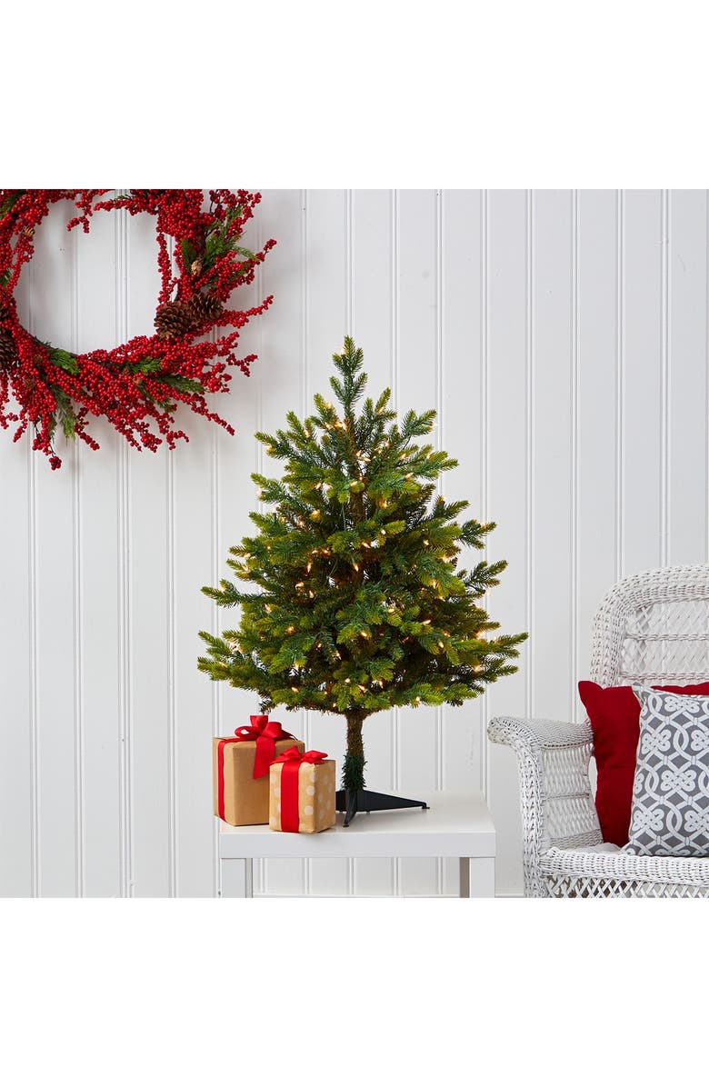 NEARLY NATURAL 3ft. North Carolina Fir Artificial Christmas Tree with 150 Clear Lights, Alternate, color, 