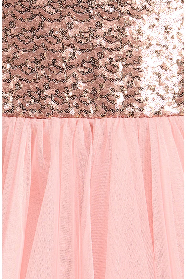 Kids' Sequin & Tulle Handkerchief Hem Dress, Alternate, color, BLUSH