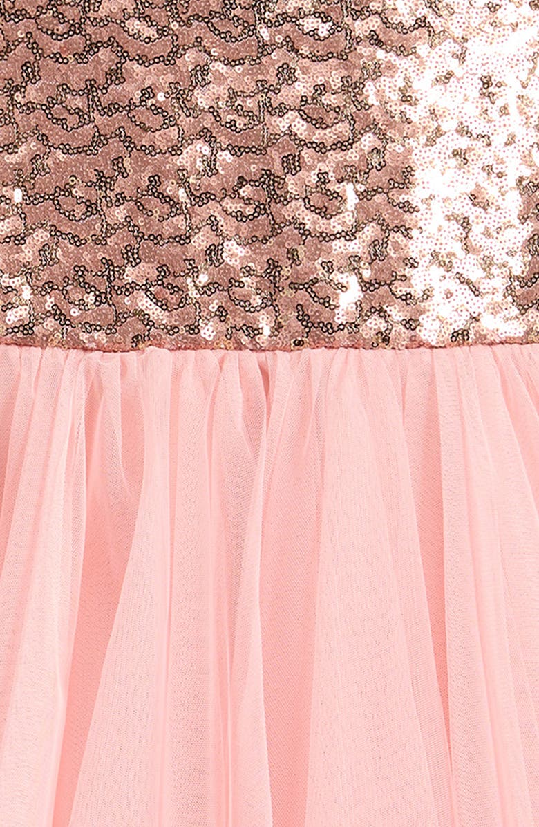 Ava & Yelly Kids' Sequin & Tulle Handkerchief Hem Dress, Alternate, color, 