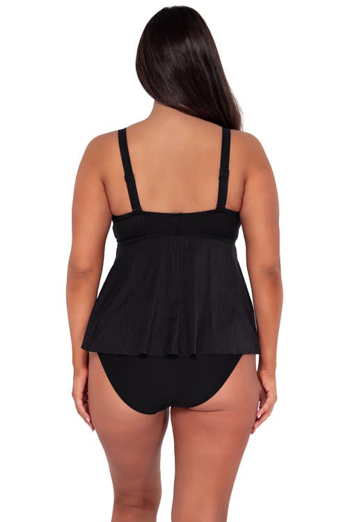 Sunsets Escape Marin Tankini In Black Seagrass Texture