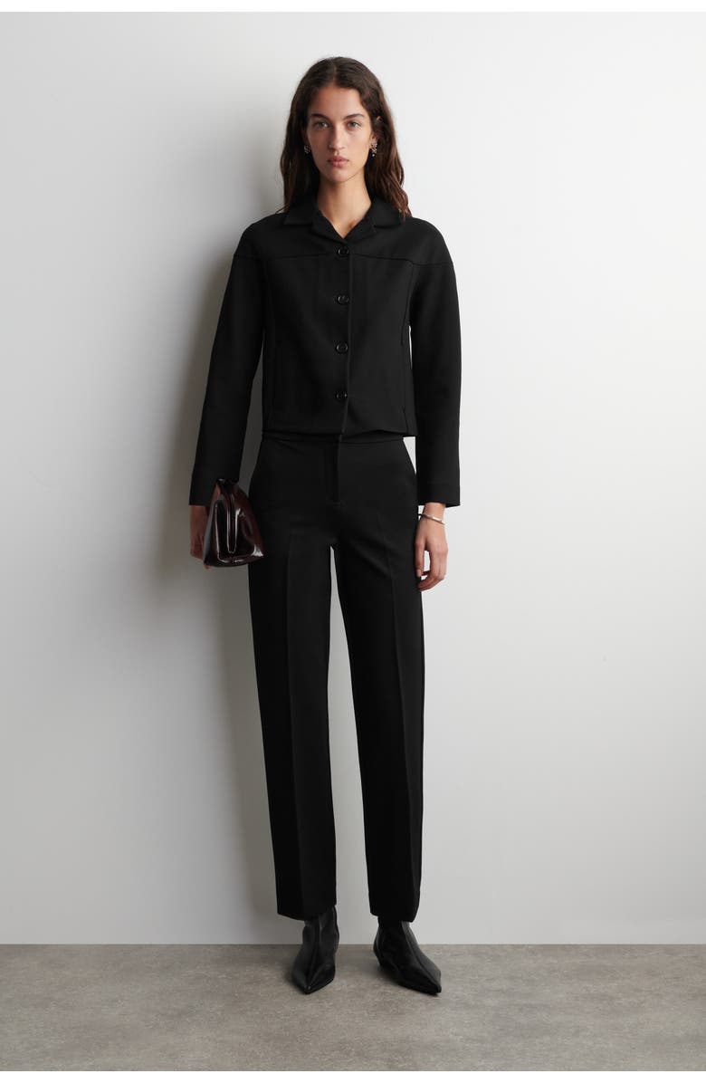 COS Boxy Jersey Jacket, Main, color, Black