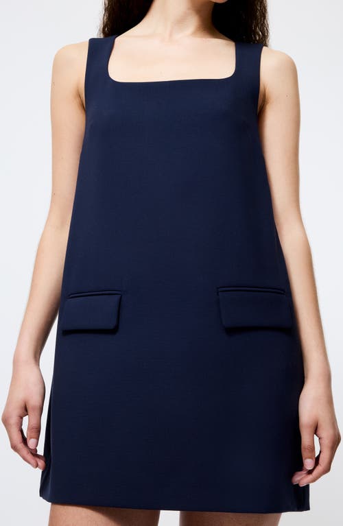 French Connection Whisper Square Neck Mini Dress In Blue