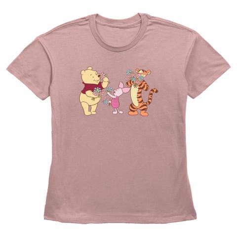 Women's Winnie the Pooh Stop and Smell the Flowers  Graphic T-Shirt