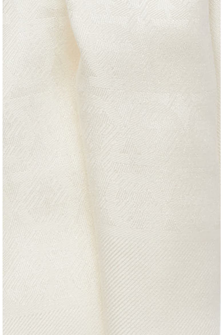 Gancini Silk & Wool Fringe Scarf, Alternate, color, AVORIO