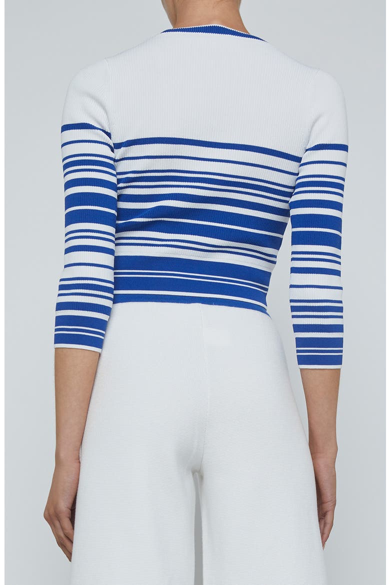 Yukio Stripe Rib Sweater, Alternate, color, WHITE/ NAVY