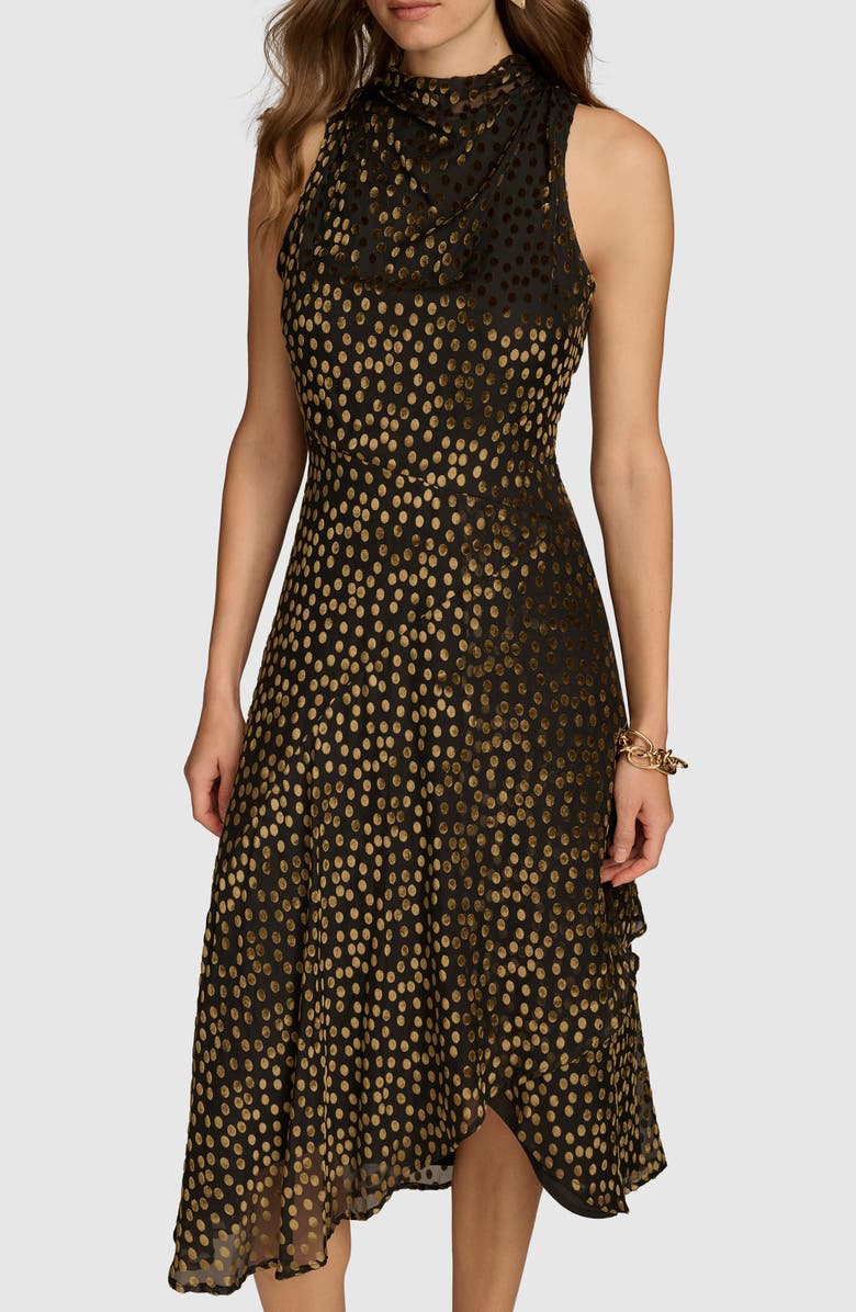 Donna Karan New York Metallic Dot Sleeveless Dress, Alternate, color, 