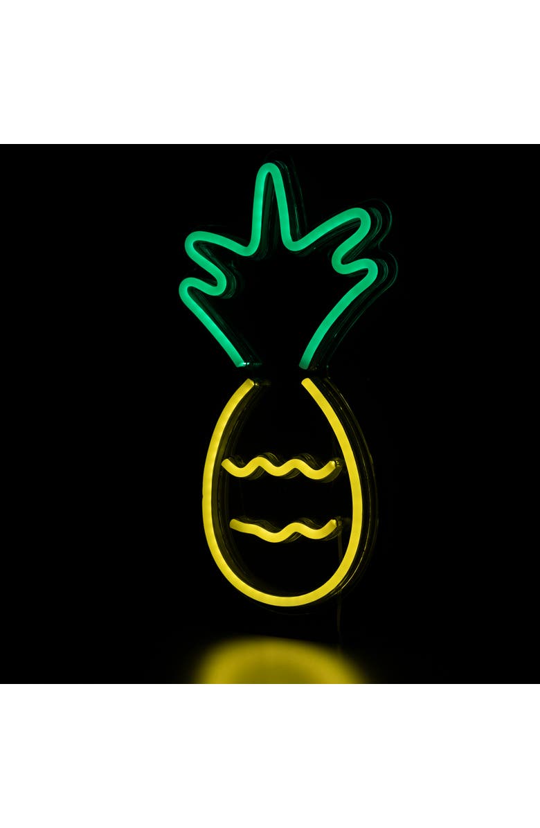 Northlight LED Pineapple Neon Lighted Wall Art - 16" - Yellow and Green, Alternate, color, Yellow