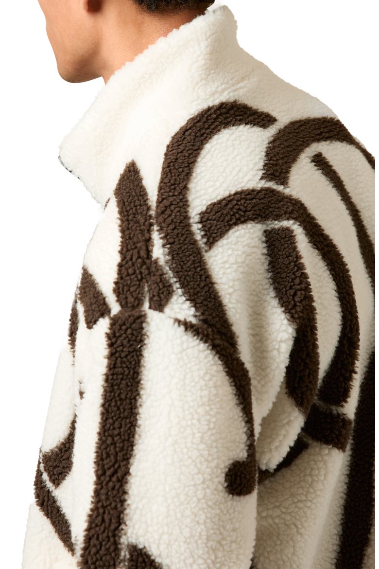 Kidd Logo Print High Pile Fleece Jacket, Alternate, color, WHITE/ BROWN