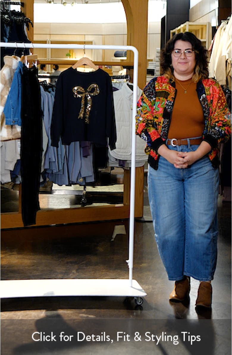 Kids' Sequin Bow Long Sleeve Cotton Graphic T-Shirt, sales video thumbnail