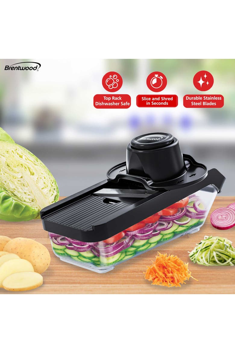3.6 Cup Mandolin Slicer with 6 Interchangeable Blades, Alternate, color, Black