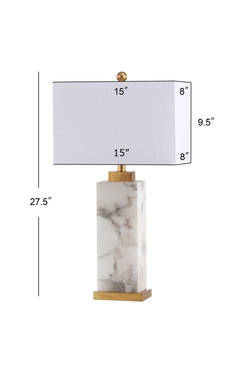 JONATHAN Y Elizabeth 27.5" Contemporary Coastal Alabaster LED Table Lamp, White/Gold Painting, Alternate, color, 