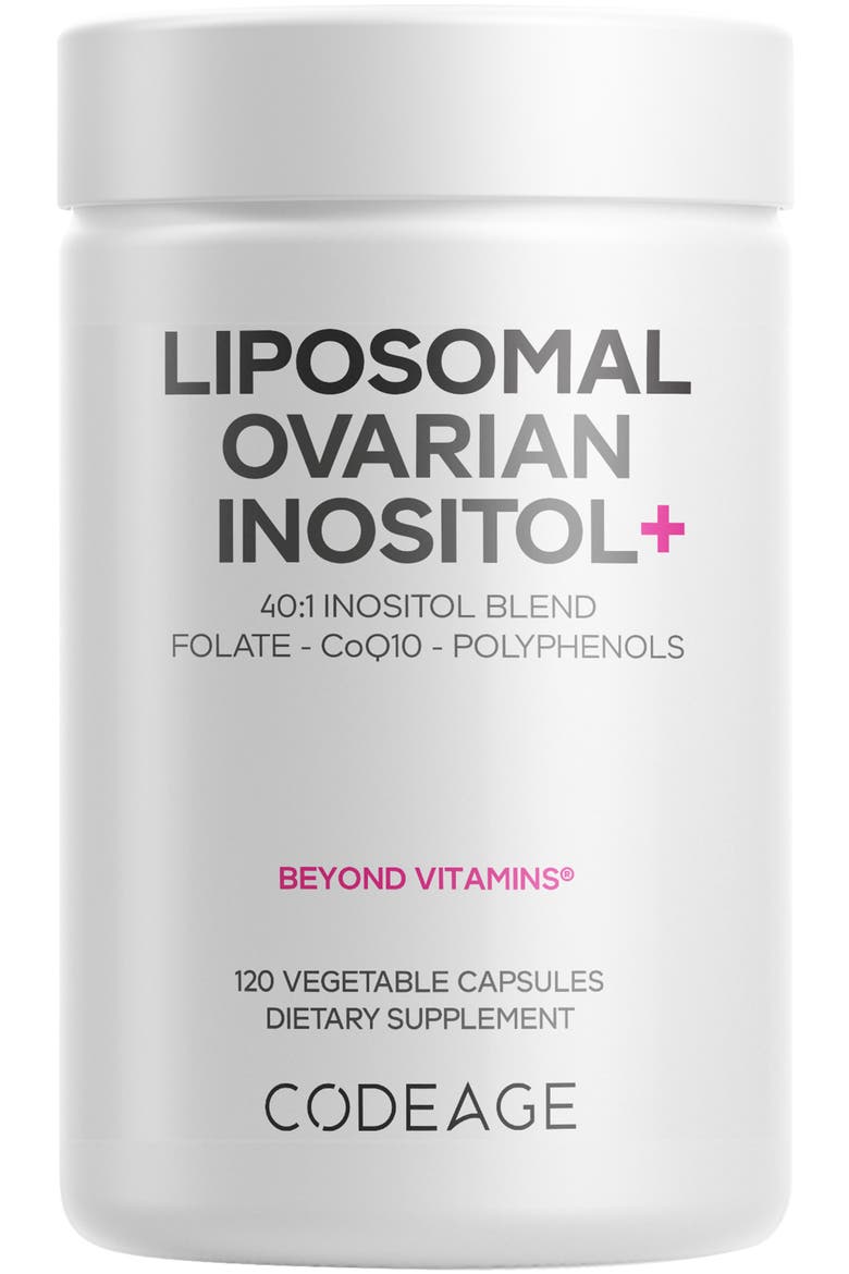 Liposomal Ovarian Inositol + Folate & CoQ10 Supplement, Main, color, White