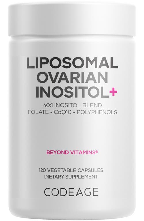 Codeage Liposomal Ovarian Inositol + Folate & CoQ10 Supplement in White 