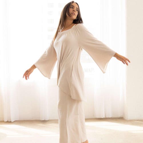 Eavolu Peyto Raglan Flutter Tunic/dress In Bone