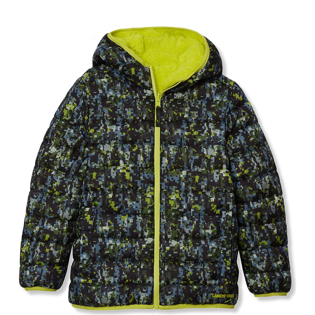 Lands' End Boys Water Resistant Reversible Hooded Jacket In Blue