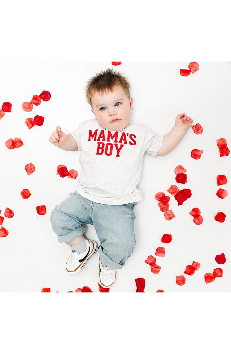 Sweet Wink Mama
s Boy Varsity Patch Valentine
s Day Short Sleeve T-Shirt, Alternate, color, Ash