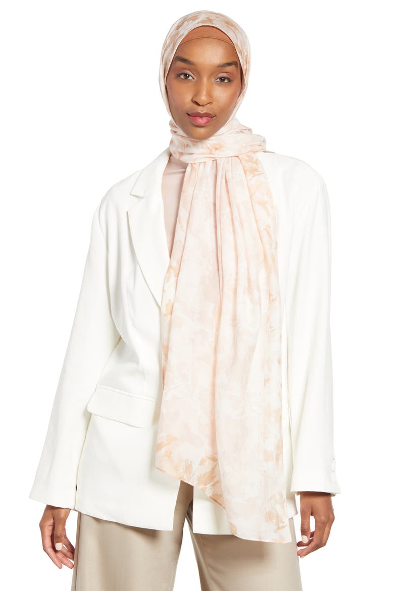 Henna & Hijabs Cotton & Silk Hijab, Main, color, BEIGE WASH PETAL