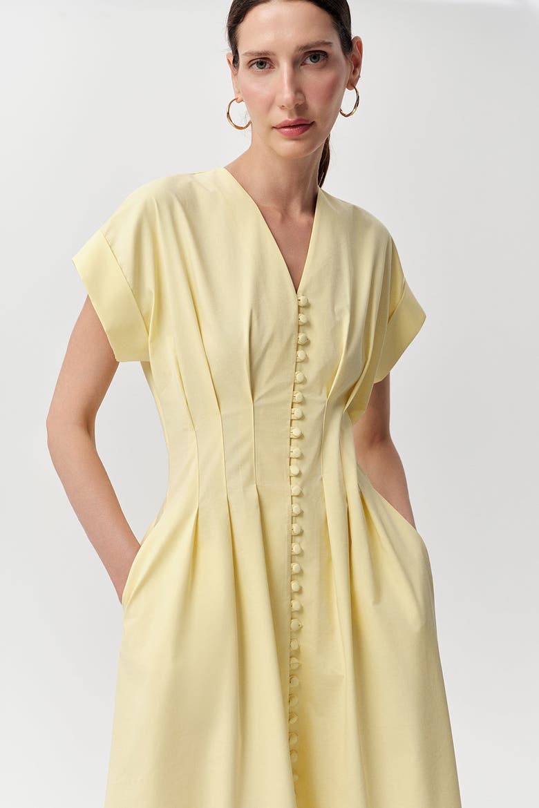 Emrick V Neck Short Sleeve Midi Dress, Alternate, color, Yellow