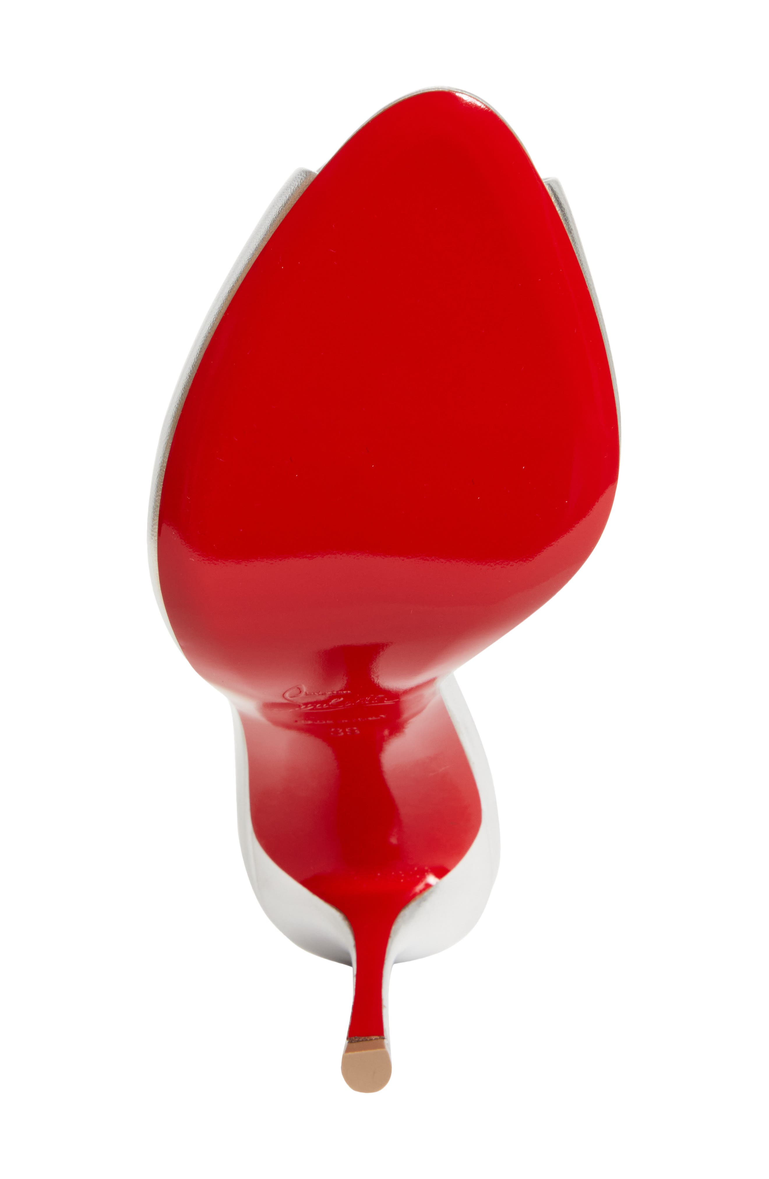 Christian Louboutin Me Dolly Peep Toe Slide Sandal, Alternate, color, Silver