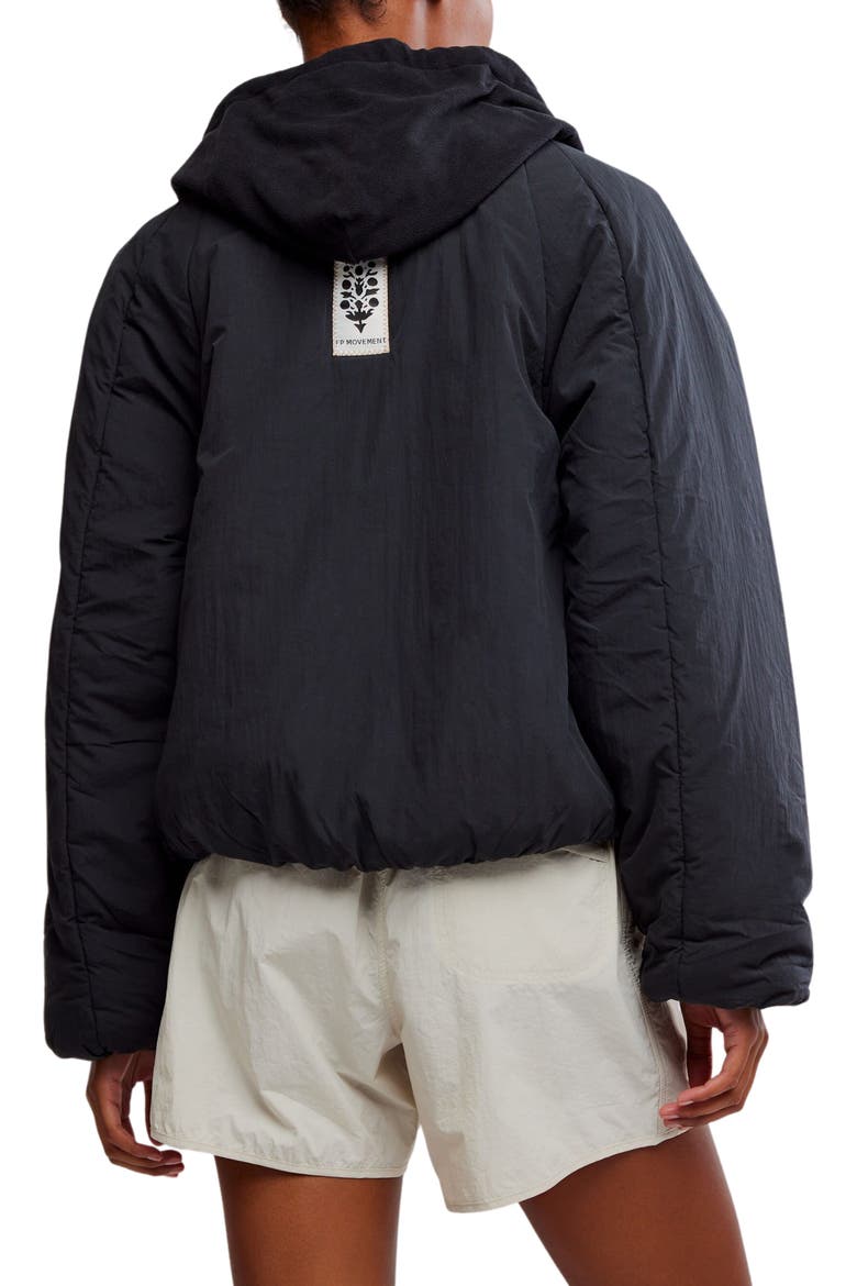 FP Movement In A Pillow Water Resistant Packable Puffer Anorak, Alternate, color, BLACK