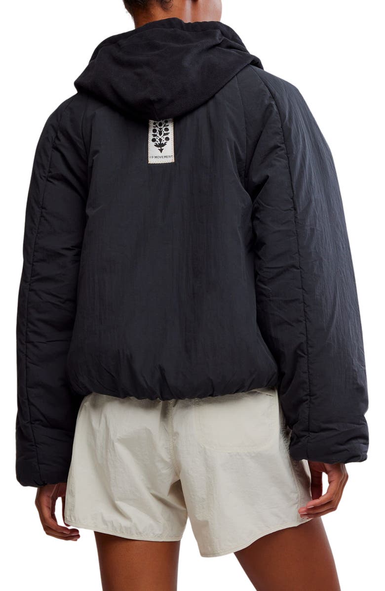 Free People FP Movement In A Pillow Water Resistant Packable Puffer Anorak, Alternate, color, Black