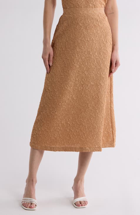 Textured A-Line Midi Skirt