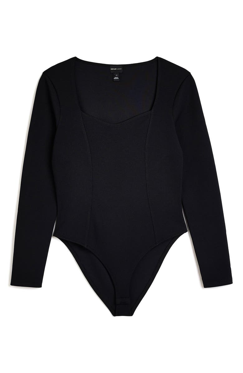 River Island Sweetheart Neck Long Sleeve Bodysuit, Alternate, color, 