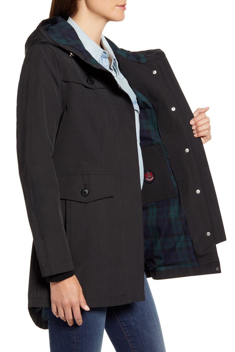 Port Madison Hooded Raincoat, Alternate, color, BLACK
