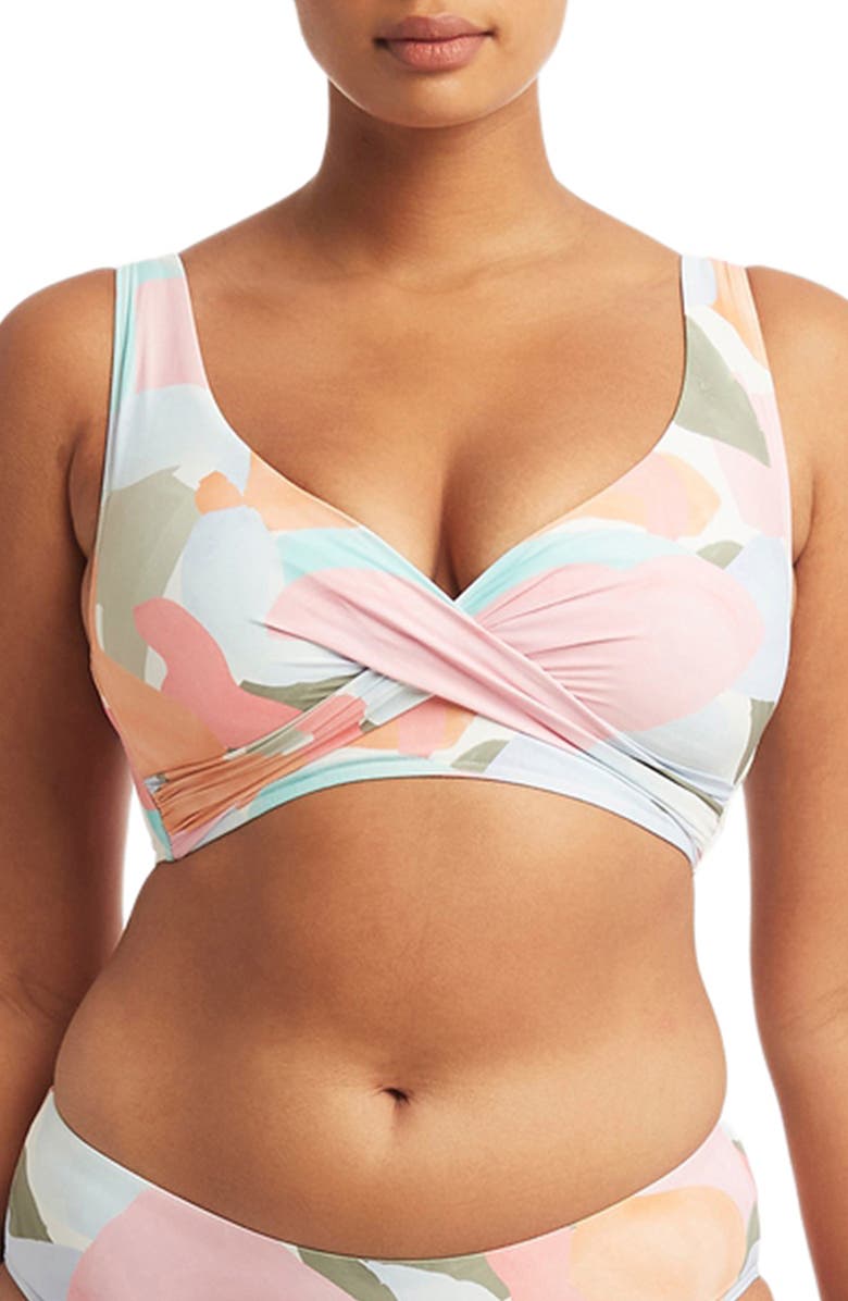 Sea Level Multifit Cross Front Bikini Top, Main, color,