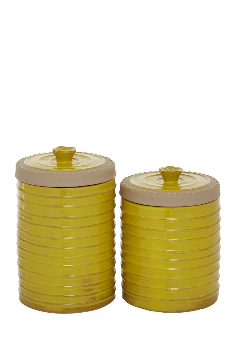 SONOMA SAGE HOME Yellow Ceramic Farmhouse Decorative Jar 2-Piece Set, Main, color, Yellow