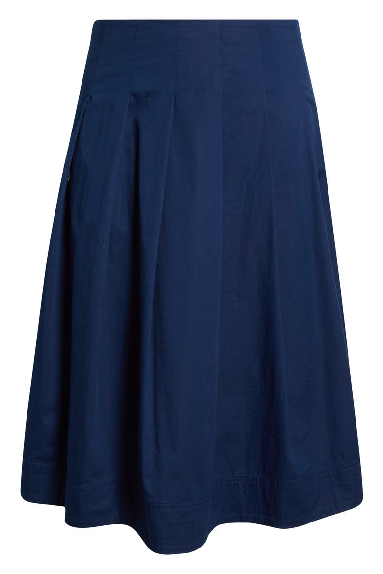 Stretch Cotton Poplin Midi Skirt, Alternate, color, NAVY STILL