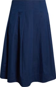 Caslon® Stretch Cotton Poplin Midi Skirt