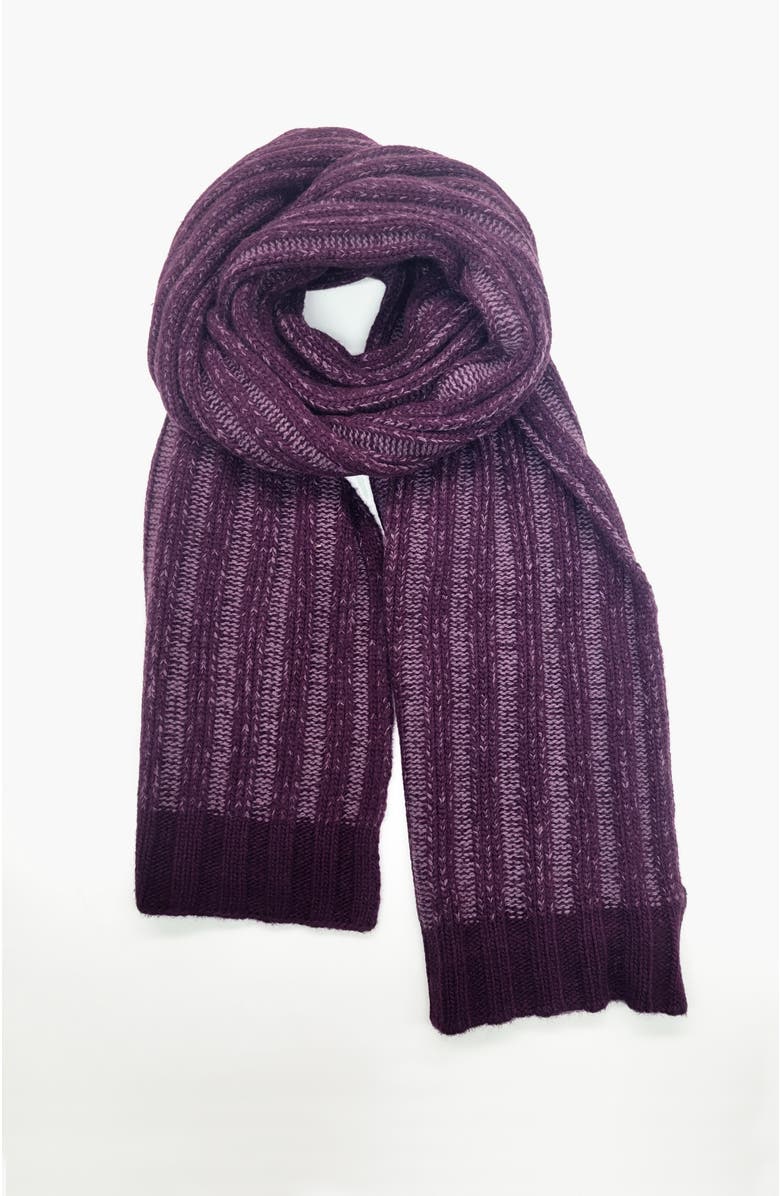 Portolano Cashmere ribbed scarf two tone, Main, color, Black Currant/Prune