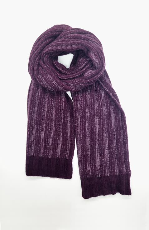 Cashmere ribbed scarf two tone