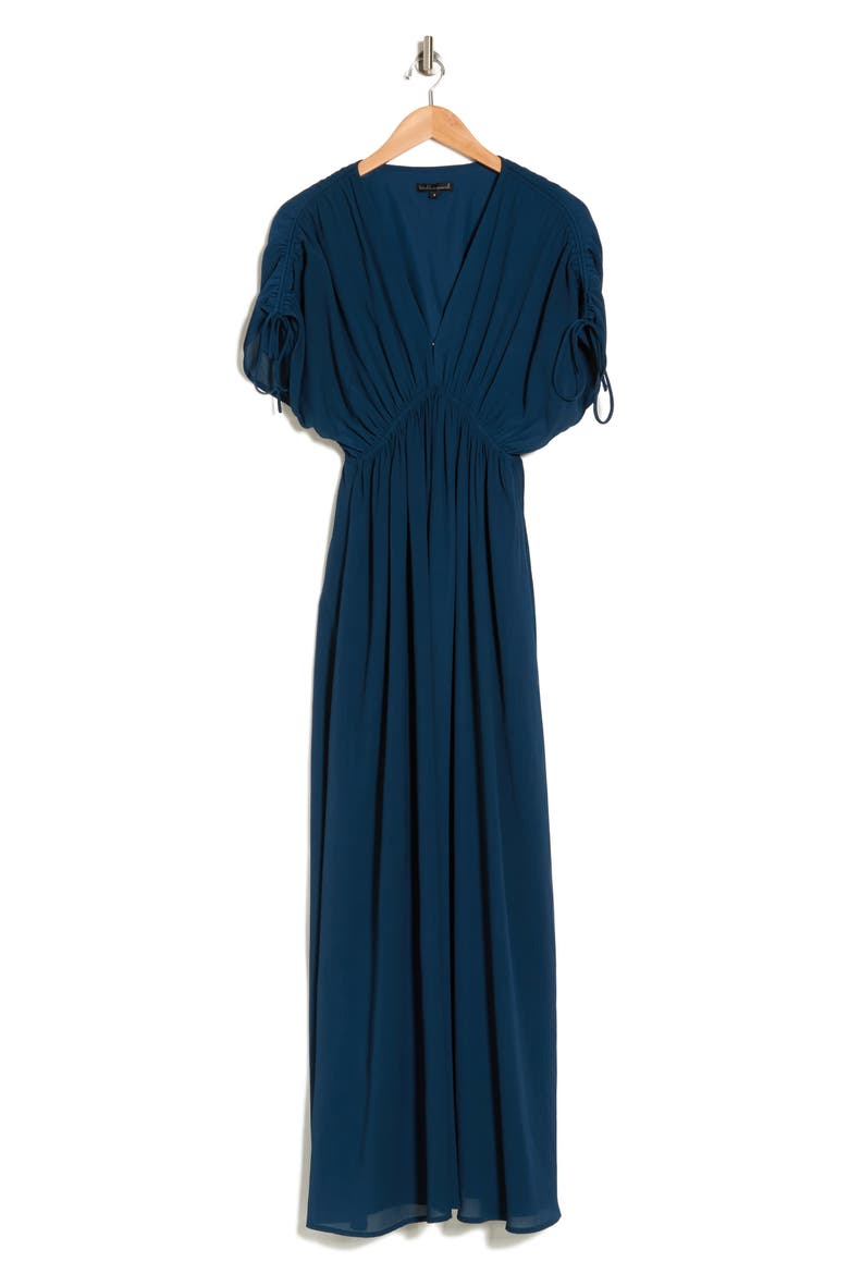Ruched Sleeve Maxi Dress, Alternate, color, TEAL