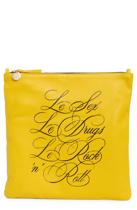 Foldover Leather Clutch